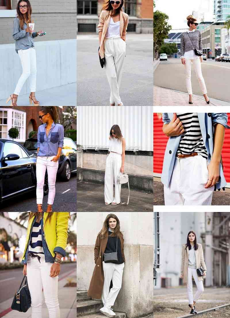 ideas para combinar un pantalon blanco