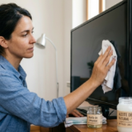 frotar aceite de coco en las pantallas