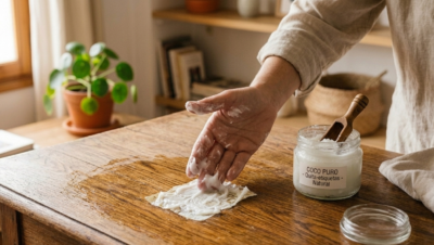 Quitar etiquetas y pegamento con aceite de coco